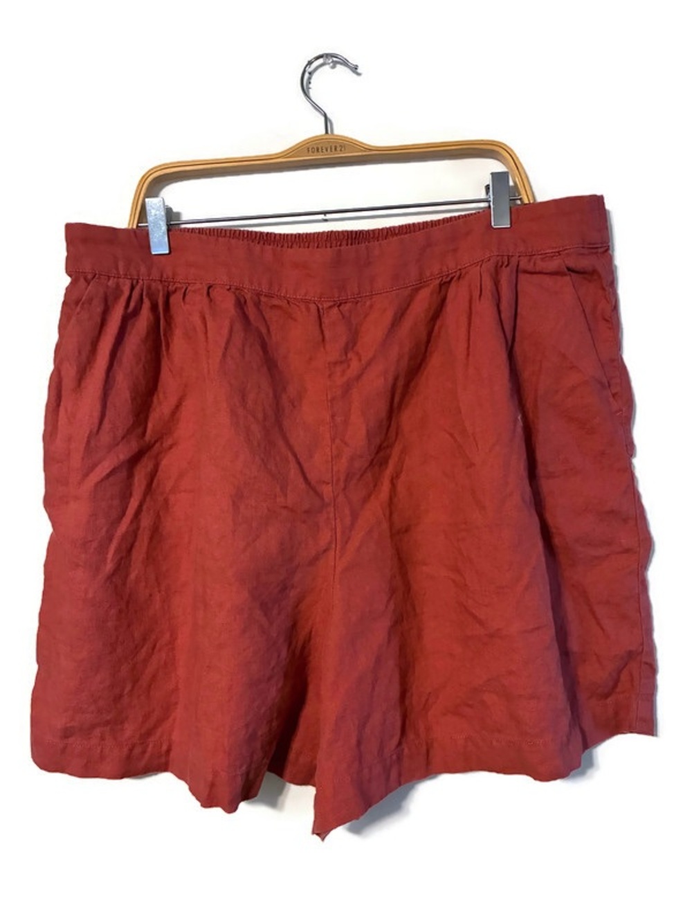 Boden Red 100% Linen Smocked Pull on Shorts Women’s size 16 18 Xl